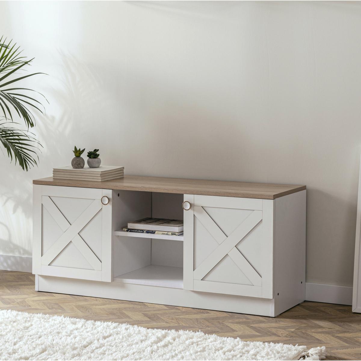 Coastal Home - TV Unit - White and Oak – image 4
