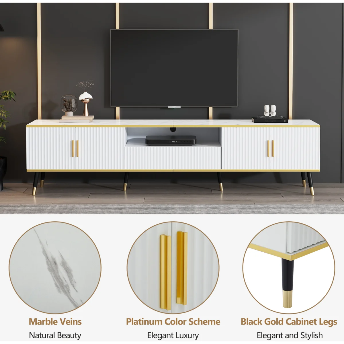 Minimalist TV Stand with Soft Close Doors – image 3