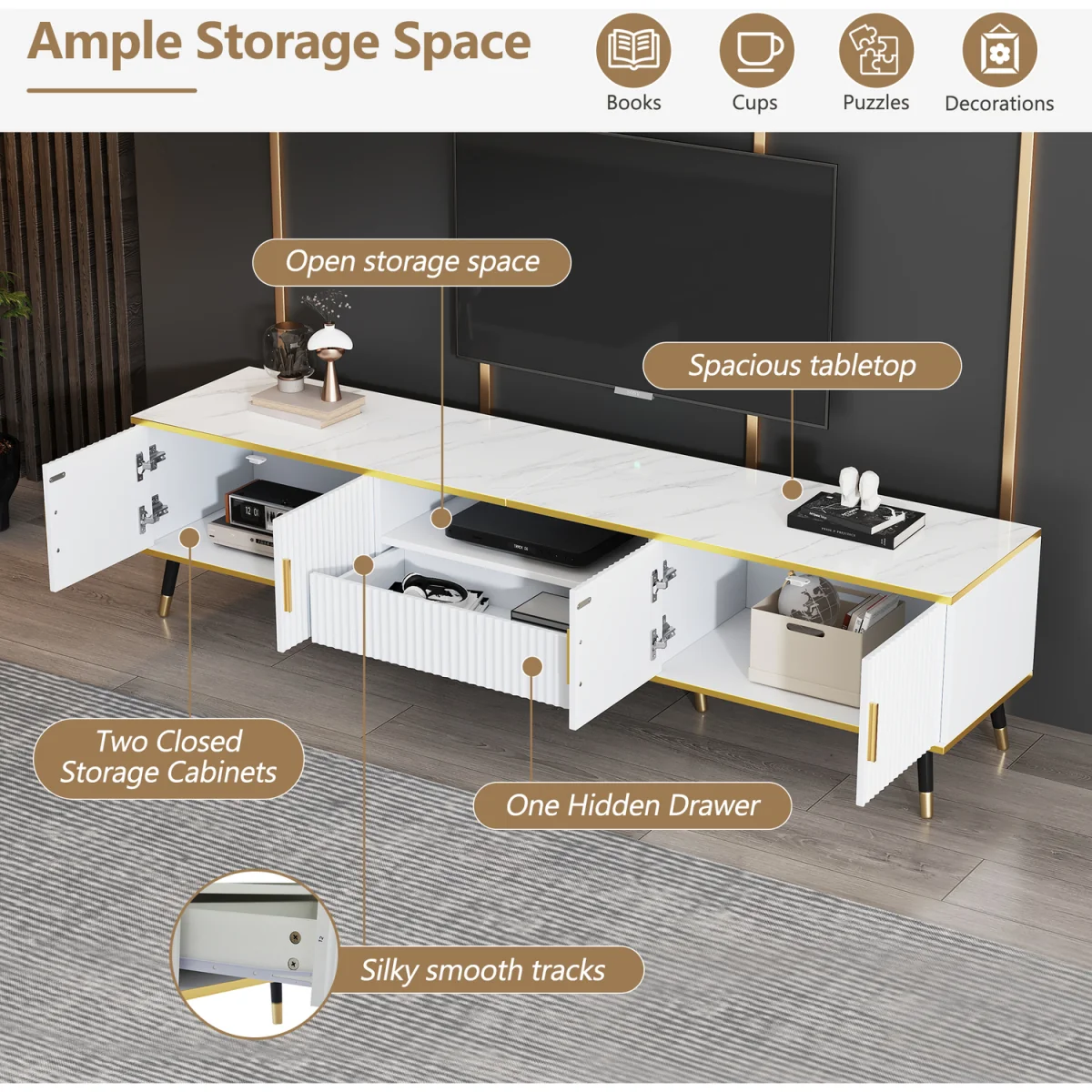 Minimalist TV Stand with Soft Close Doors – image 4