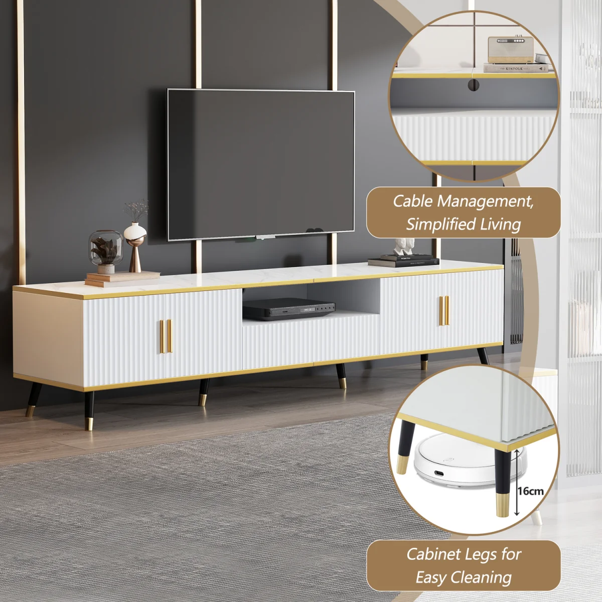 Minimalist TV Stand with Soft Close Doors – image 5