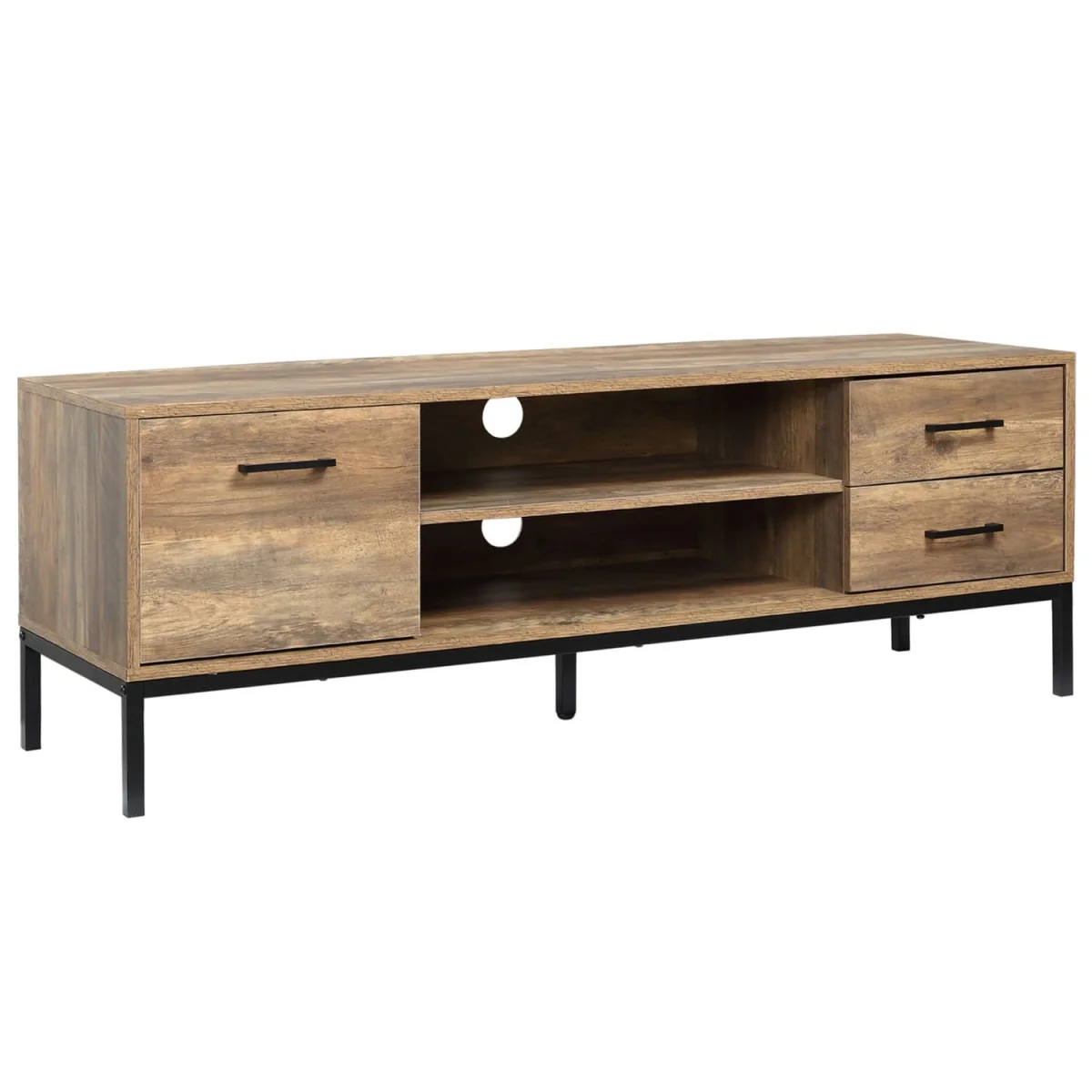 Sodori 132cm Industrial TV Stand - Brown and Black, 2 Drawers 1 Door – image 3