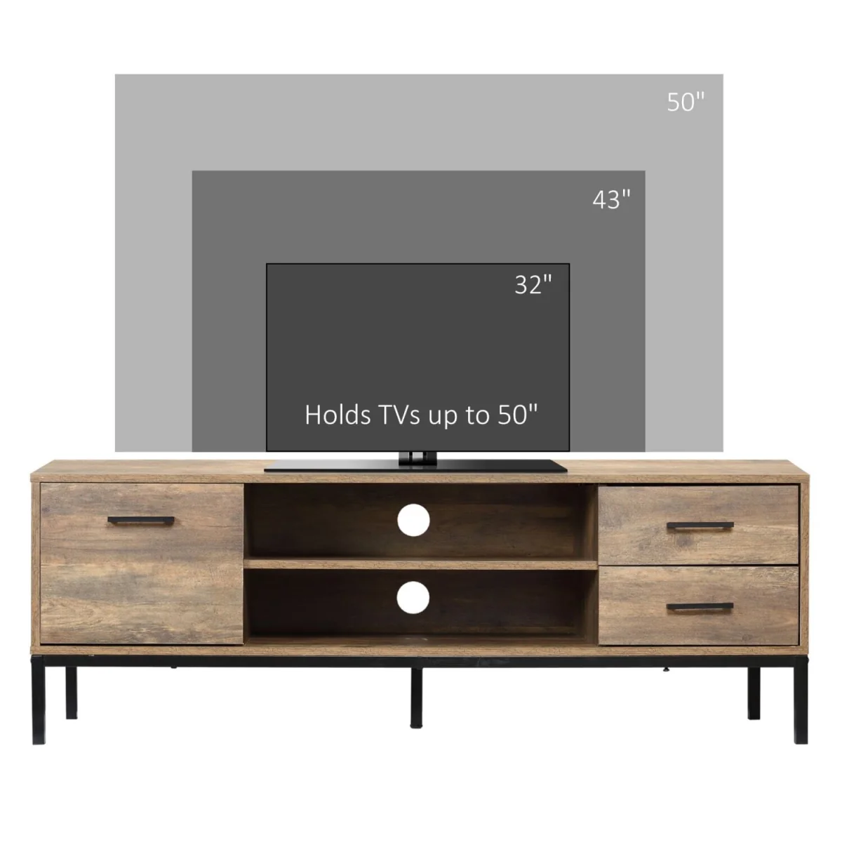 Sodori 132cm Industrial TV Stand - Brown and Black, 2 Drawers 1 Door – image 7