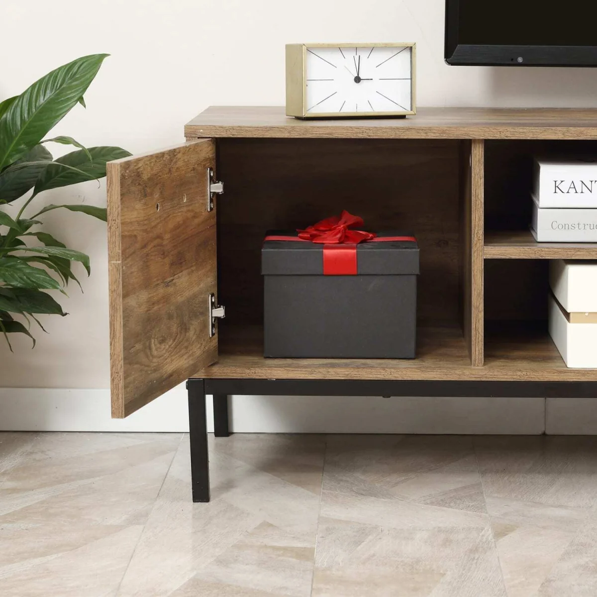 Sodori 132cm Industrial TV Stand - Brown and Black, 2 Drawers 1 Door – image 8
