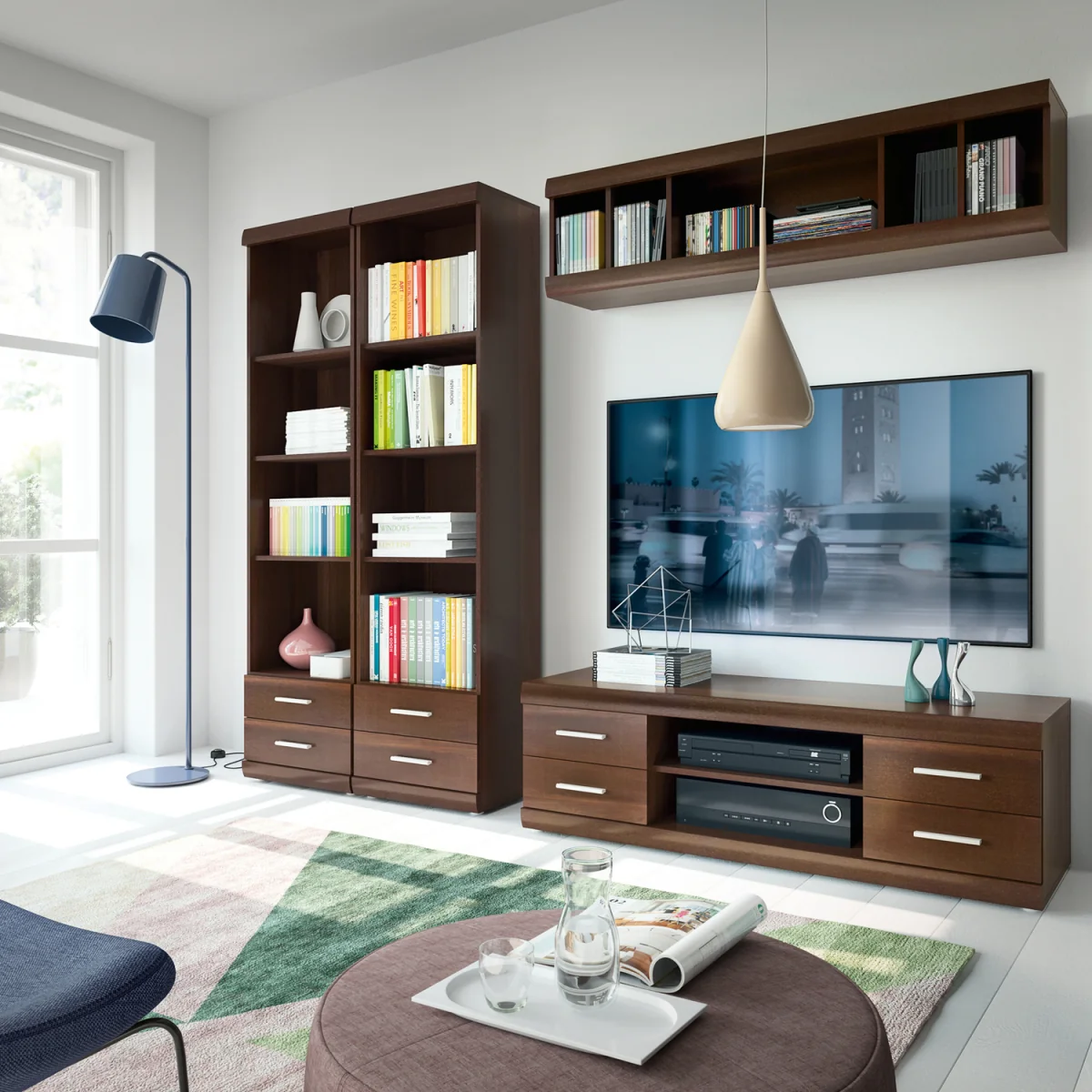 Imperial Wide 4 Drawer TV Cabinet in Dark Mahogany Melamine - Dark Mahogany – image 4
