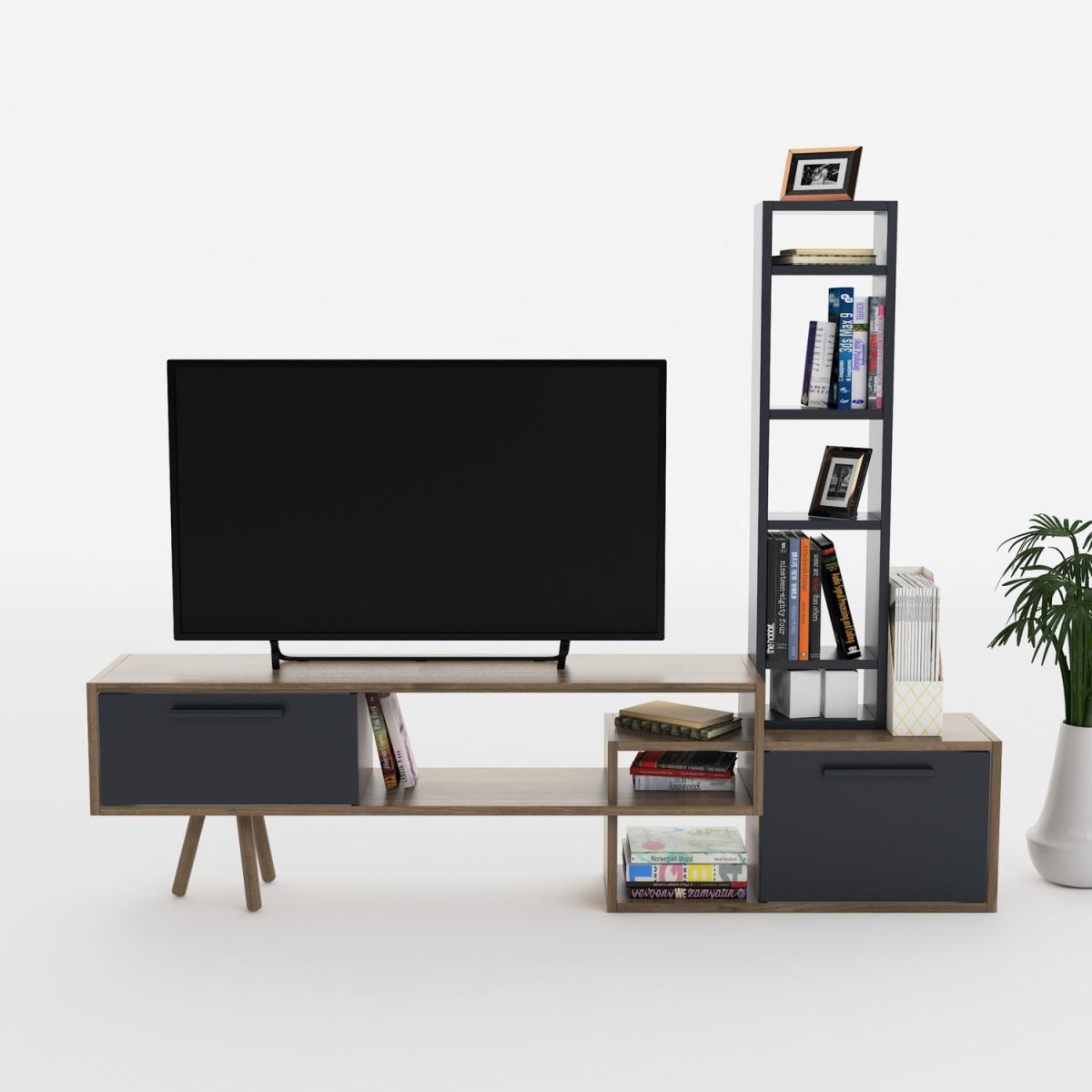 Manzara TV Unit - Anthracite and Walnut - Yellow – image 2