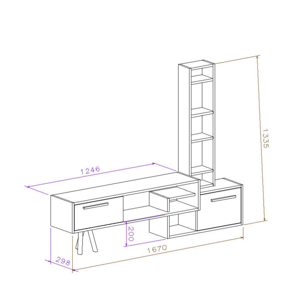 Manzara TV Unit - Anthracite and Walnut - Yellow – image 4