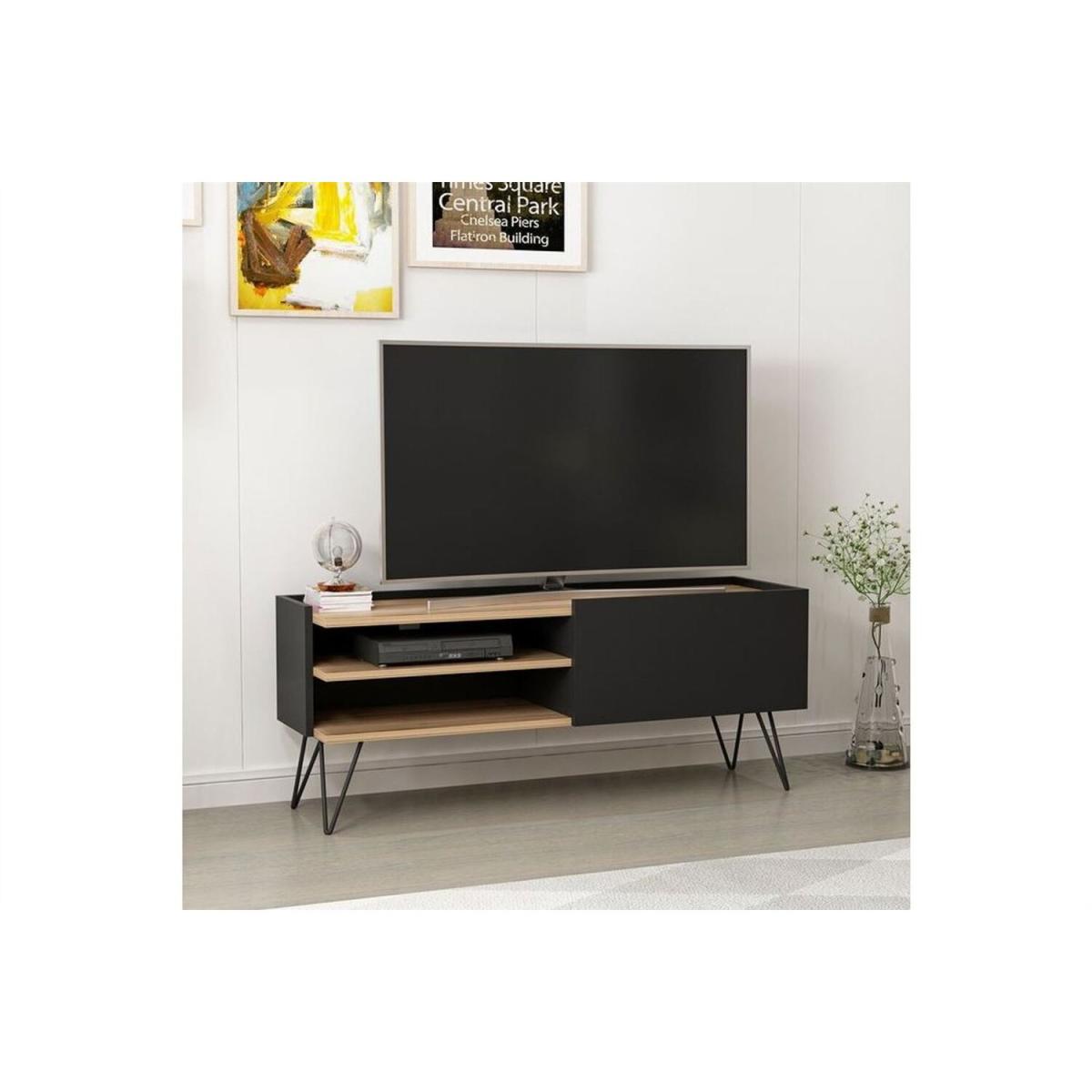 Aral TV Unit Dore Walnut Black - Walnut & Black – image 2