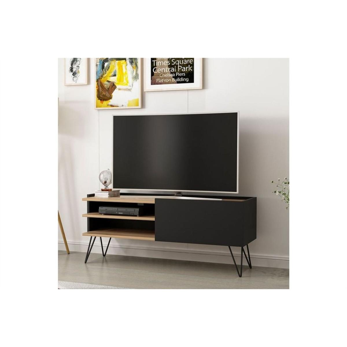 Aral TV Unit Dore Walnut Black - Walnut & Black – image 3
