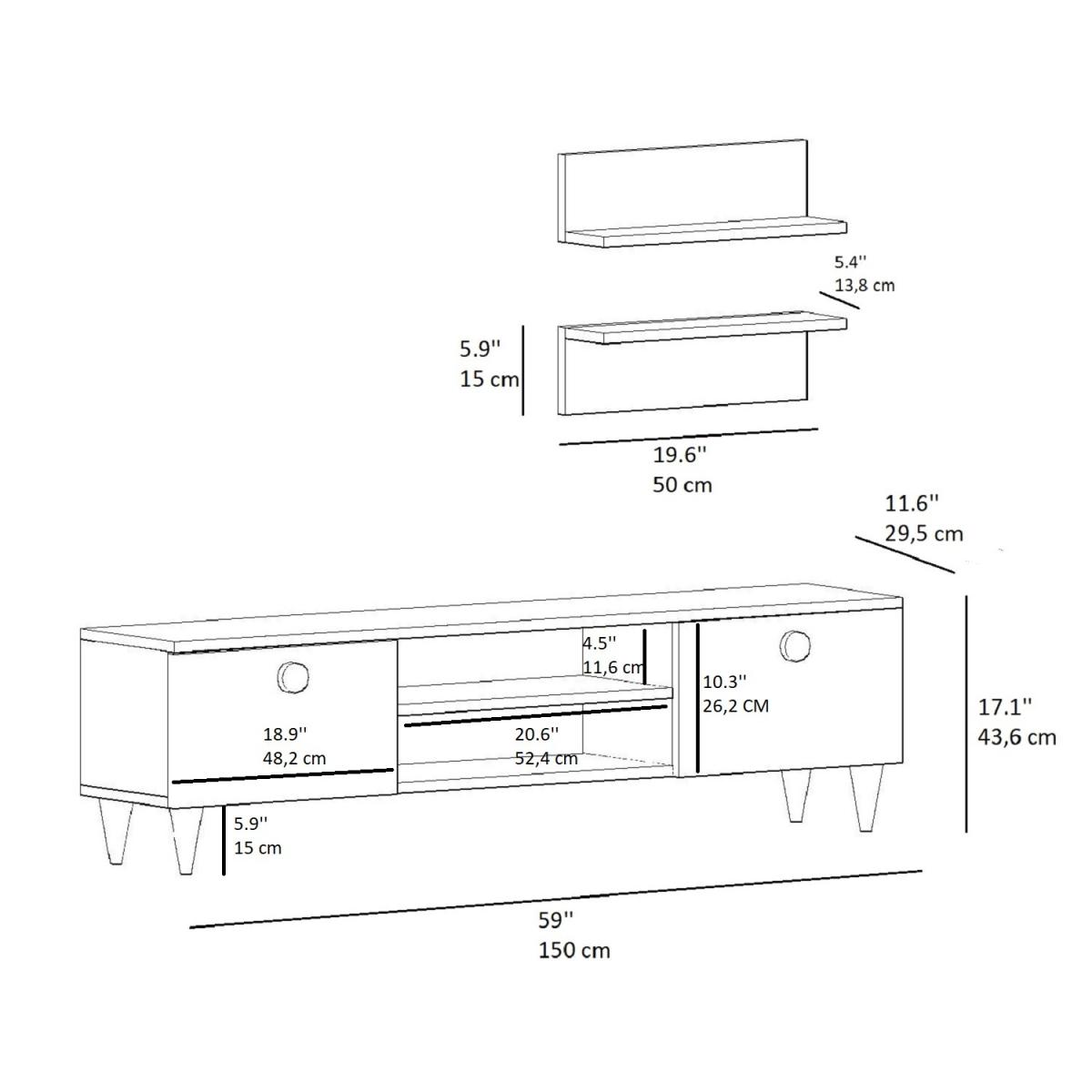 Sea TV Stand and Media Console - Anthracite & Sapphire Oak – image 6