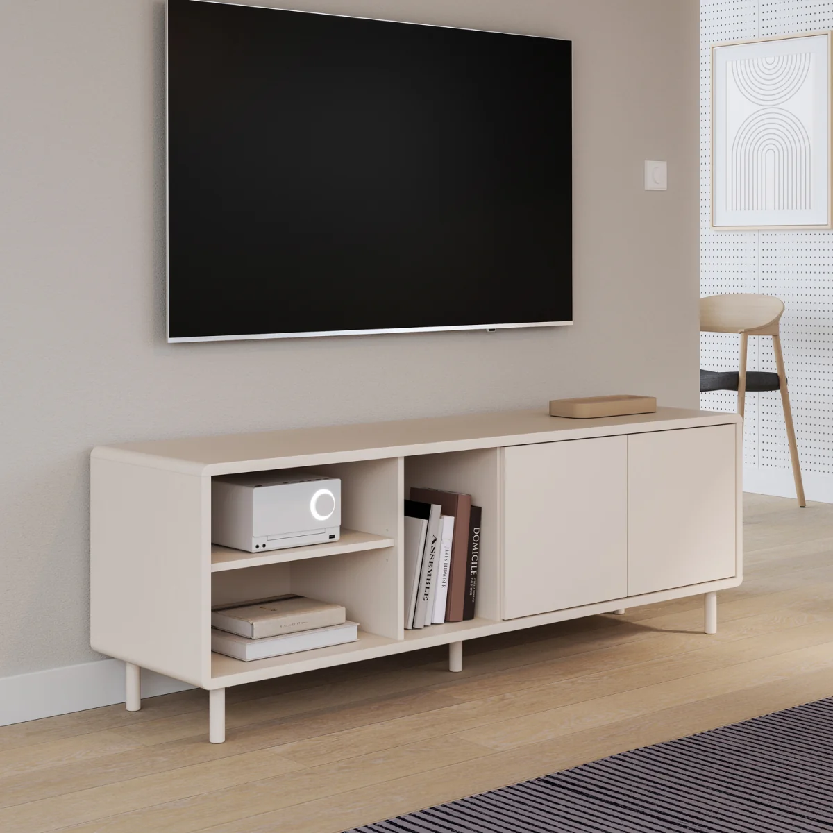 Playly TV Unit with Open Shelving and 2-Door Storage in Sand - Sand – image 2