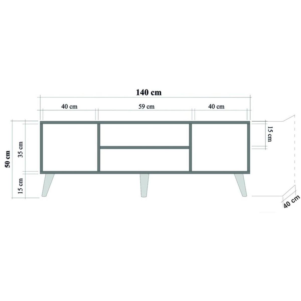Truva TV Stand, TV Table and Lowboard, 140x36x50 cm Colours - Oak – image 4
