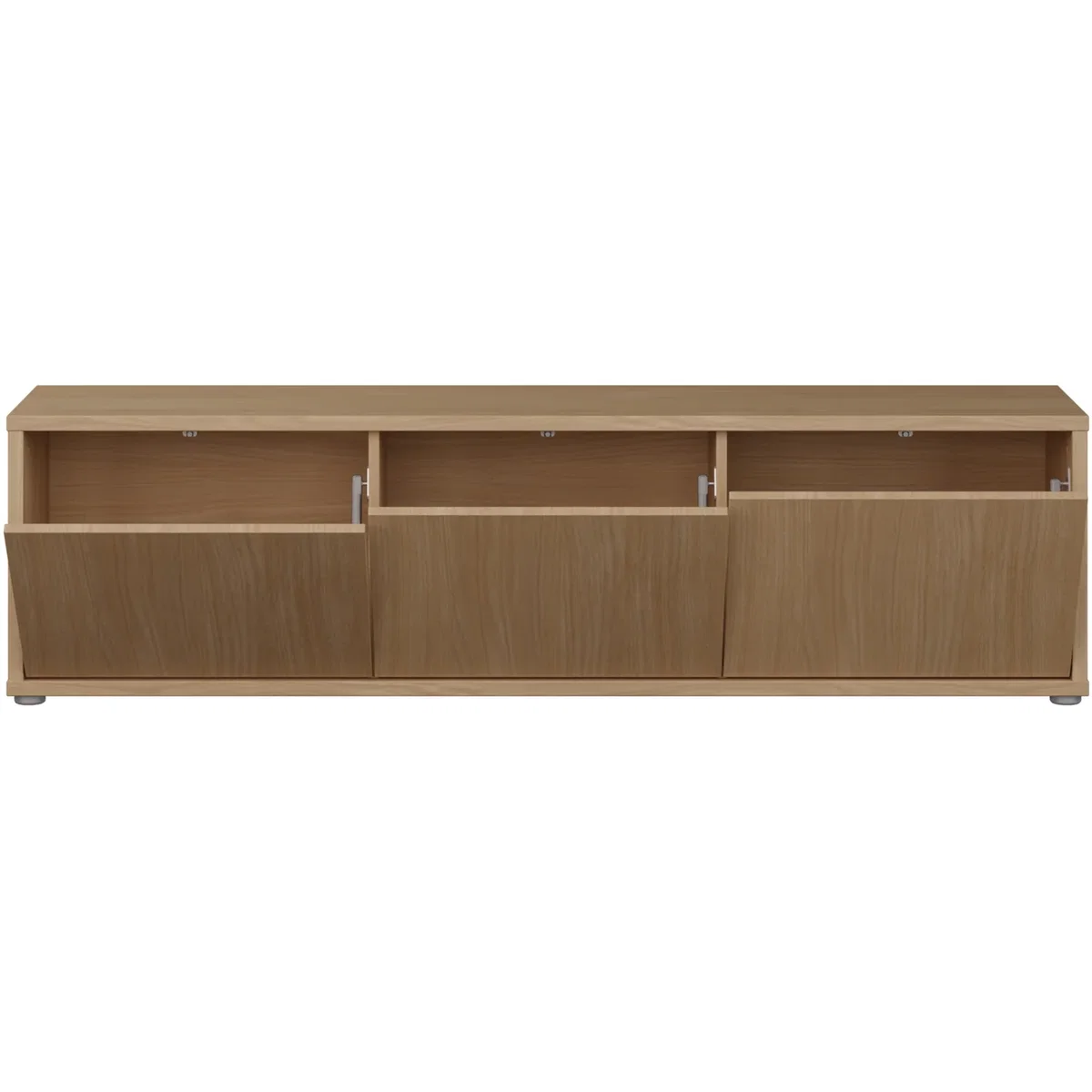 Alice Springs Wide TV Cabinet with 3 Doors Push-Open in Taupe - Butter Yellow – image 14