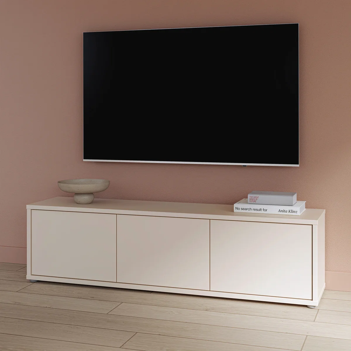 Alice Springs Wide TV Cabinet with 3 Doors Push-Open in Taupe - Butter Yellow – image 23