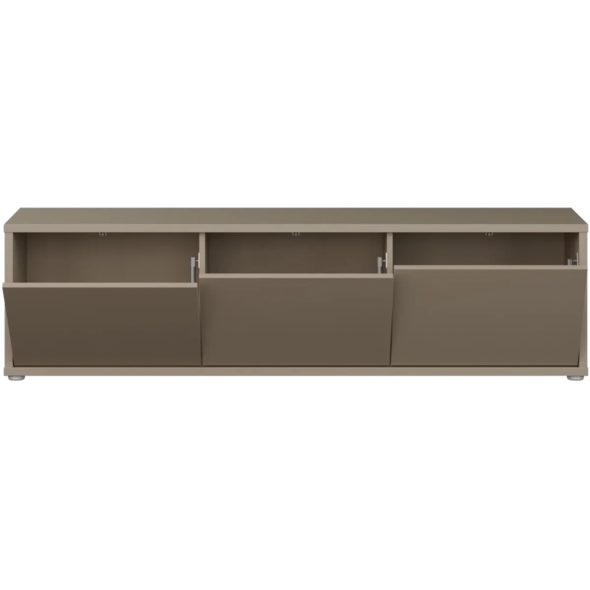 Alice Springs Wide TV Cabinet with 3 Doors Push-Open in Taupe - Butter Yellow – image 7
