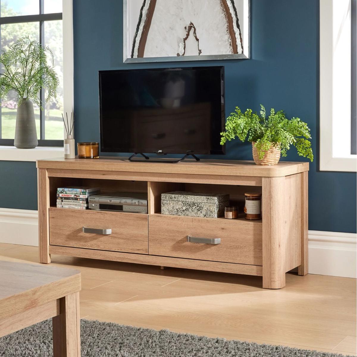 Huntingdon 2 Drawer Small TV Storage Unit - Natural - Natural – image 2