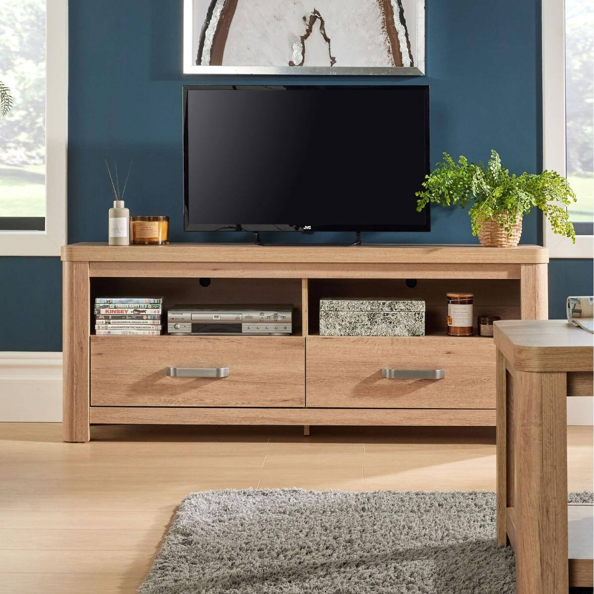 Huntingdon 2 Drawer Small TV Storage Unit - Natural - Natural – image 3