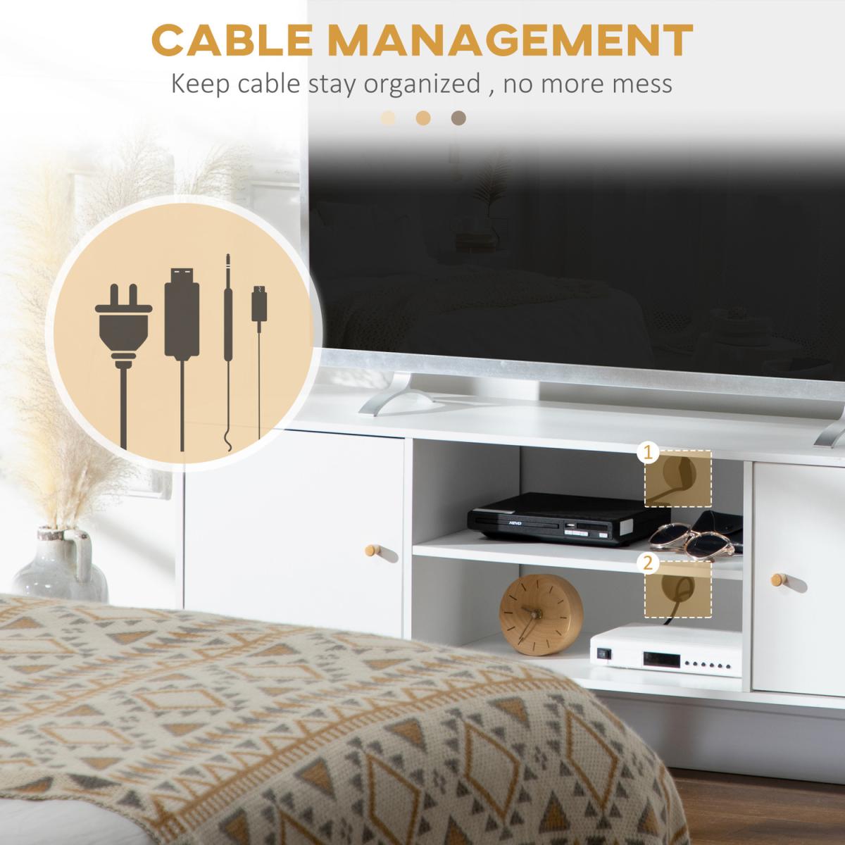 TV Unit Cabinet for TVs up to 55 Inches, TV Stand - White – image 4