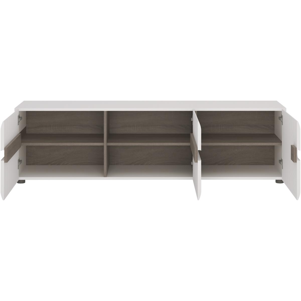 Jonas & James Leece Wide Three Door TV Unit - White with oak trim – image 2