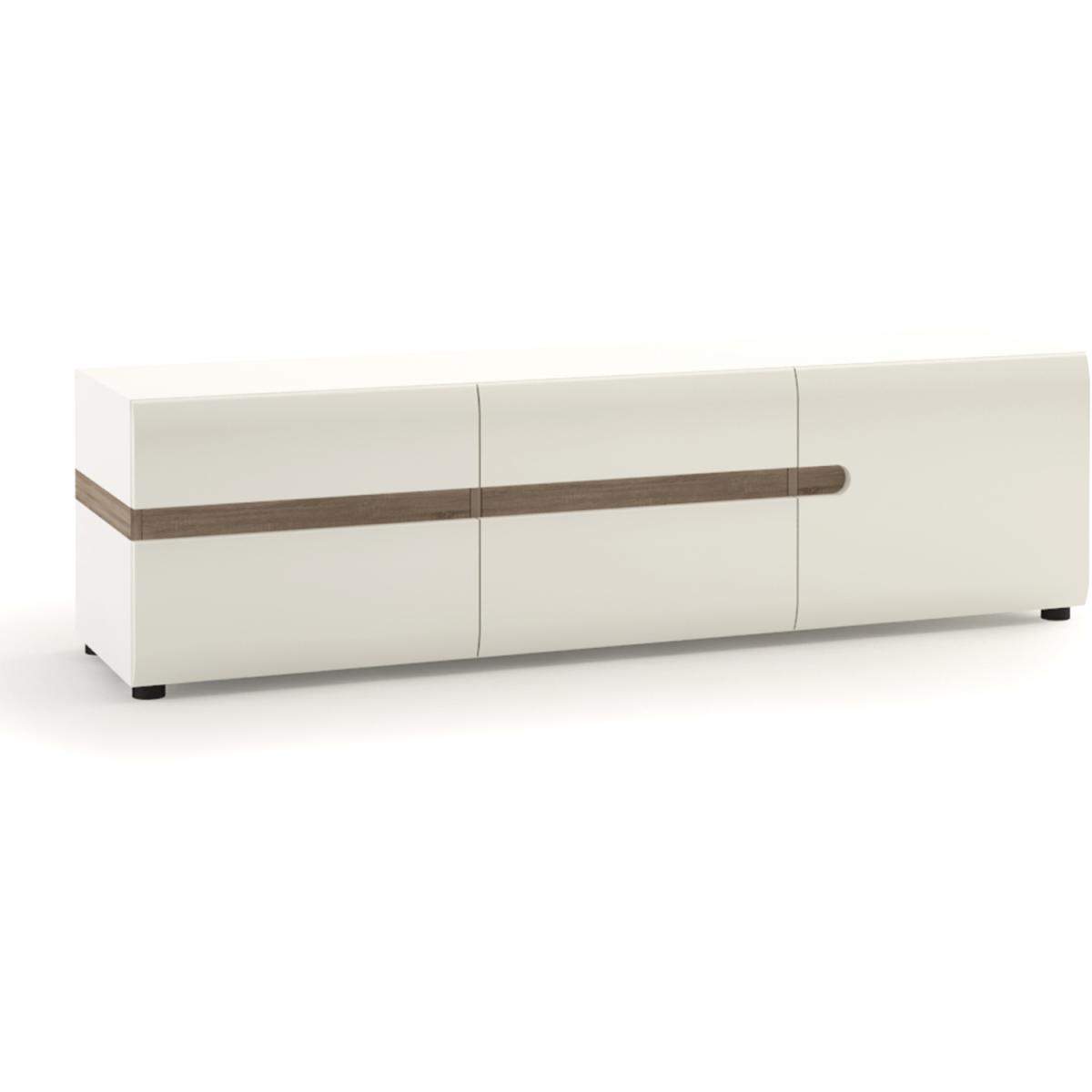 Jonas & James Leece Wide Three Door TV Unit - White with oak trim – image 6