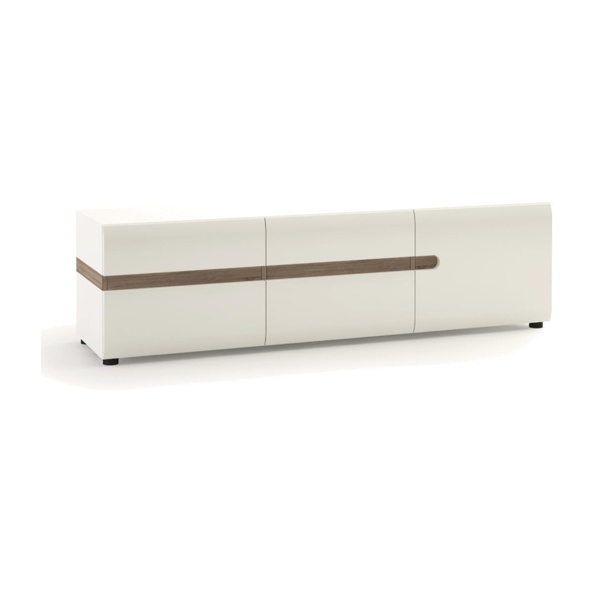 Jonas & James Leece Wide Three Door TV Unit - White with oak trim – image 1