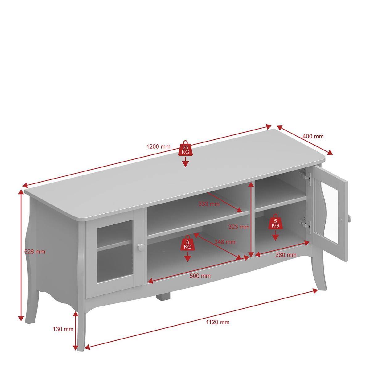 Baroque Narrow 2-Door 2-Shelf TV Table – image 10