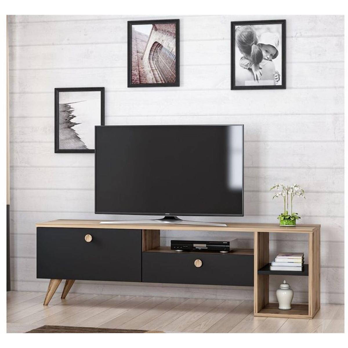 Parion TV Unit - Walnut, Anthracite – image 2