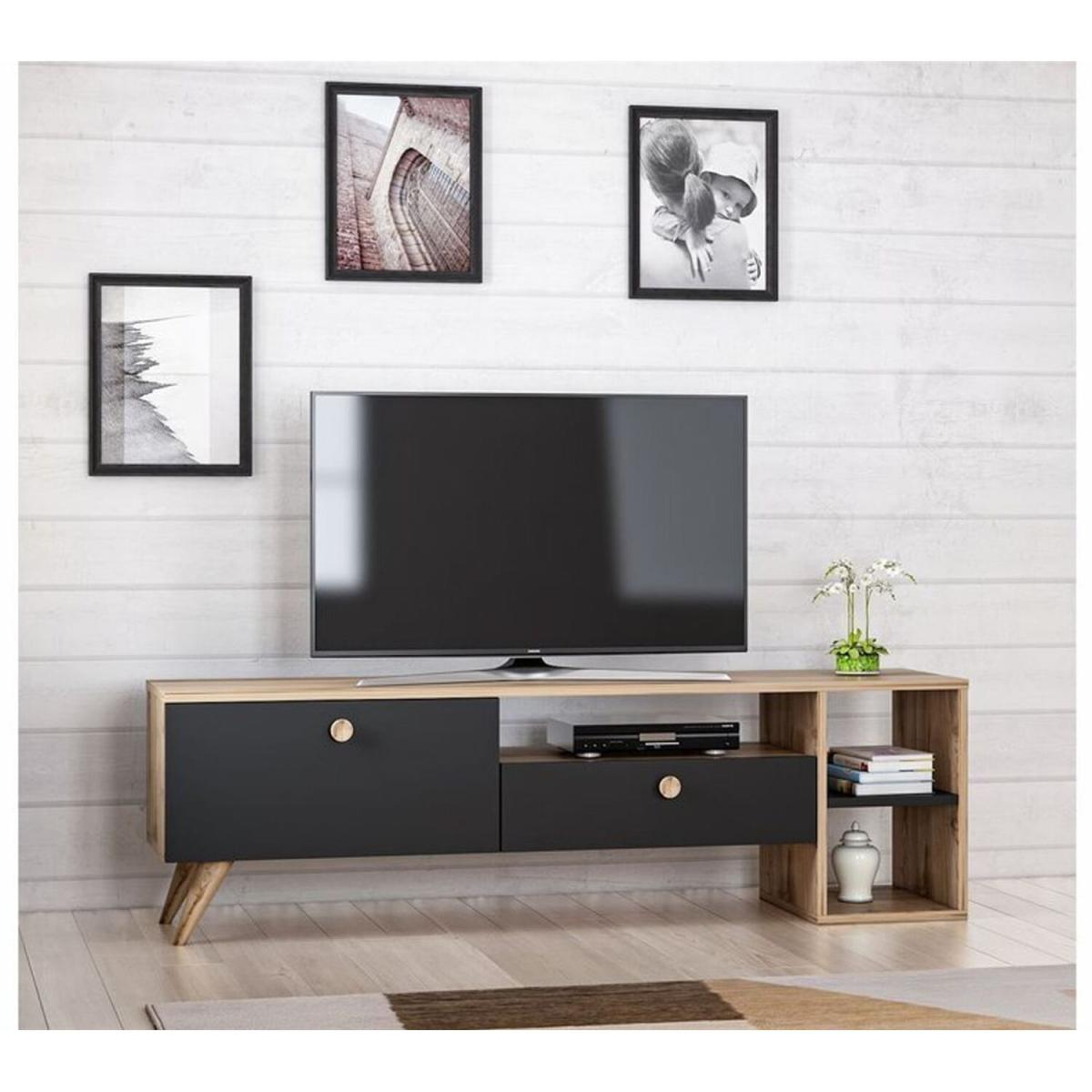 Parion TV Unit - Walnut, Anthracite – image 3