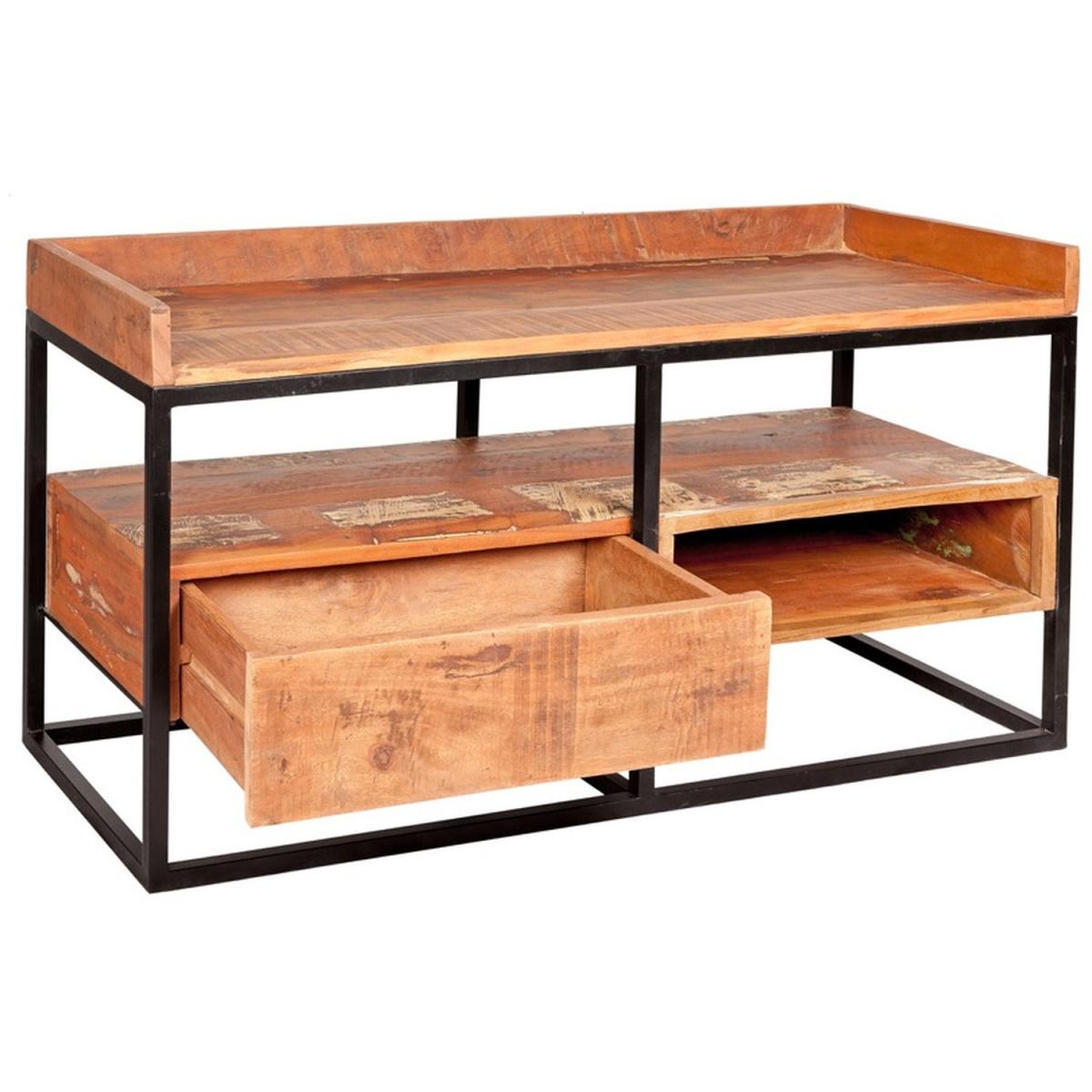 Reclaimed Wood and Metal Limited Edition TV Stand - Brown – image 3