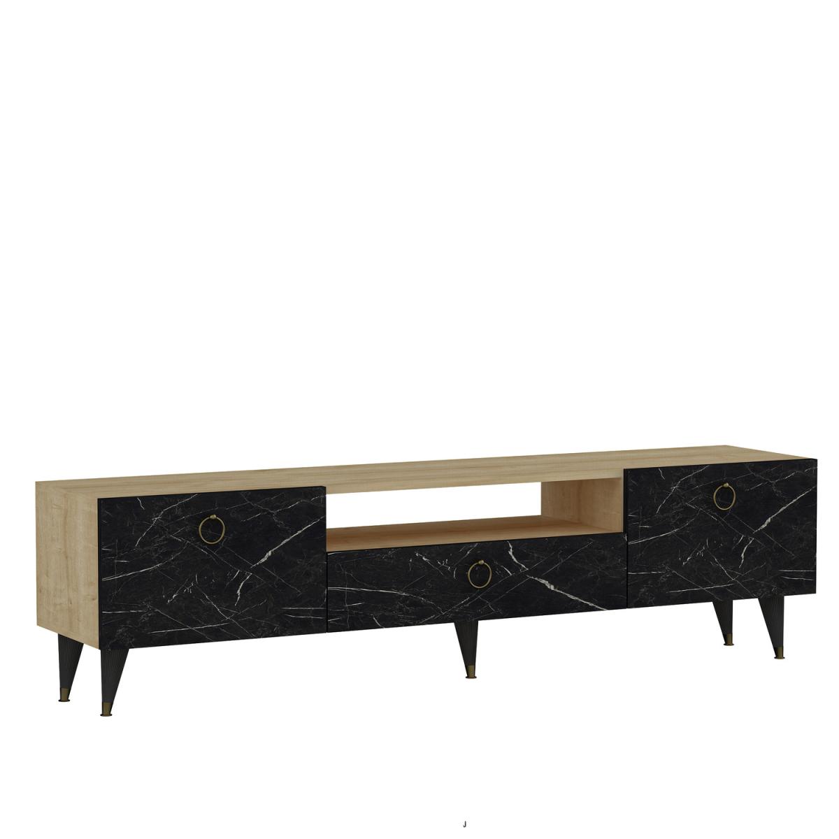 Cavelli TV Unit Black Marble Look Oak Body - Oak & Black – image 4