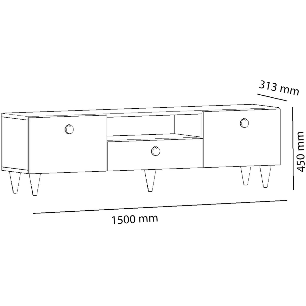 Cavelli TV Unit Black Marble Look Oak Body - Oak & Black – image 6