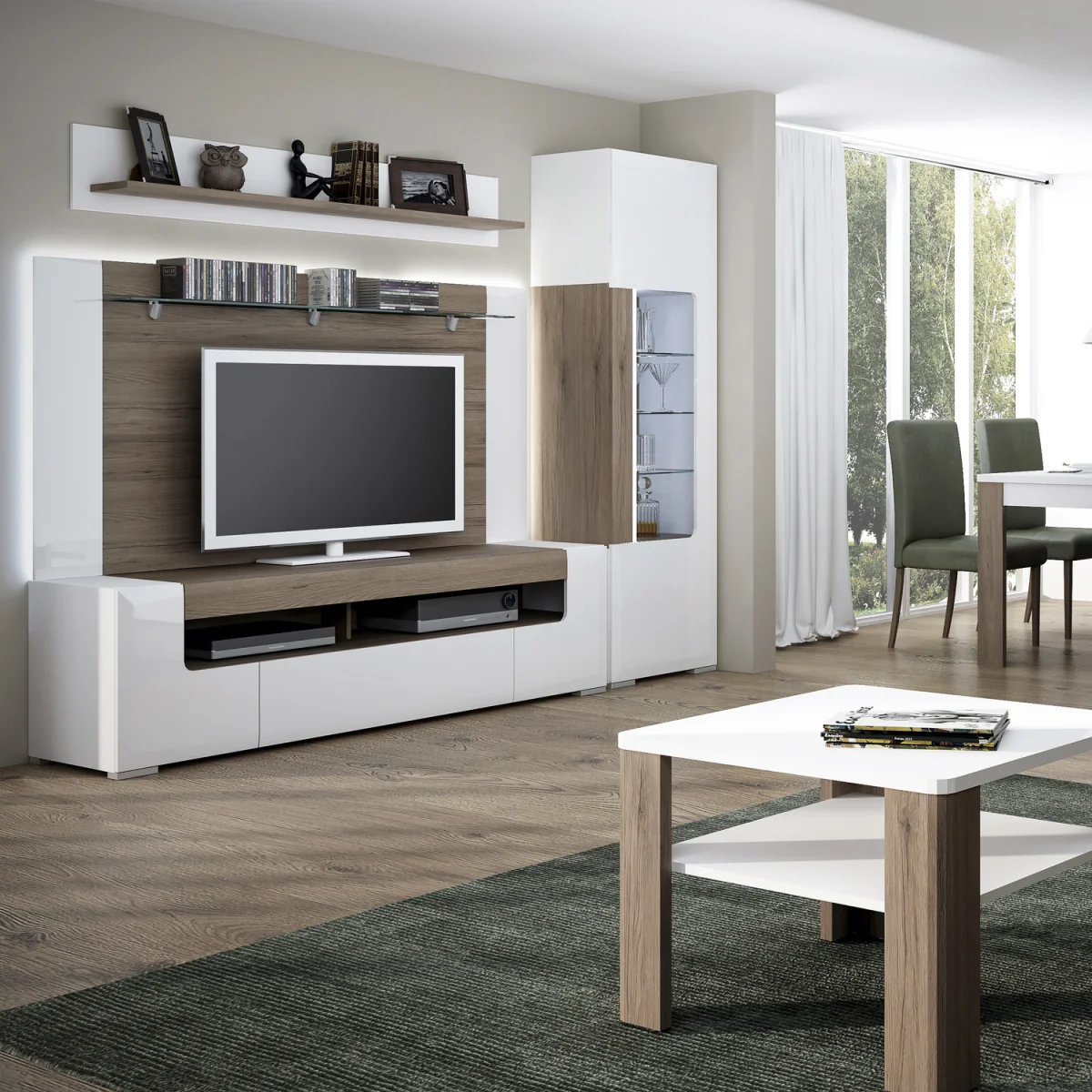 Toronto 190cm wide TV Cabinet - White & Oak – image 8