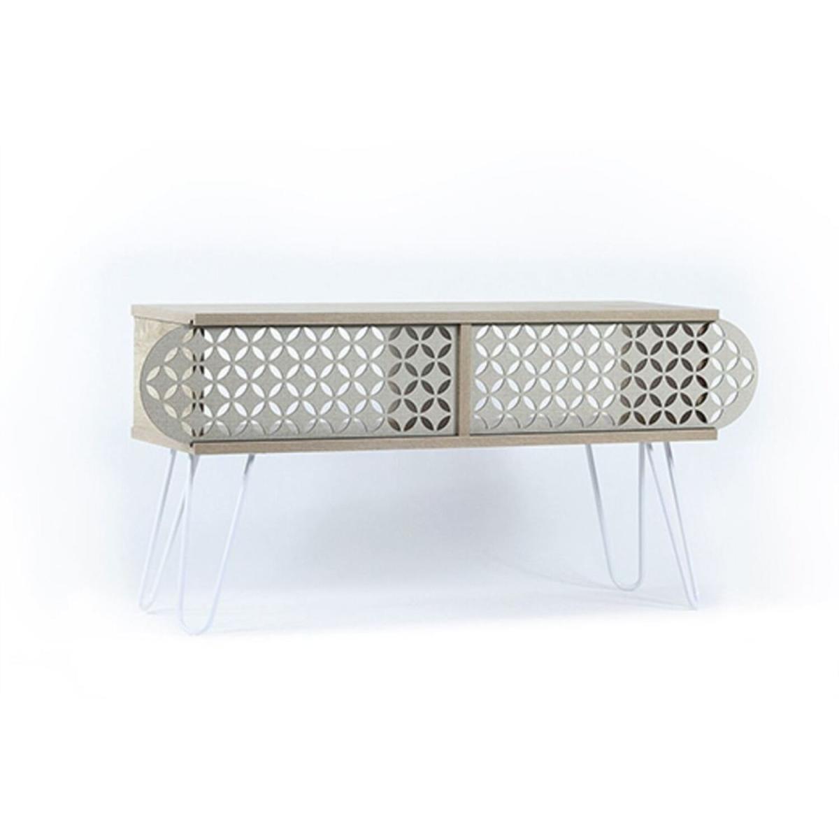 Illia TV Unit Stand No1 Oak White - Oak & White – image 2