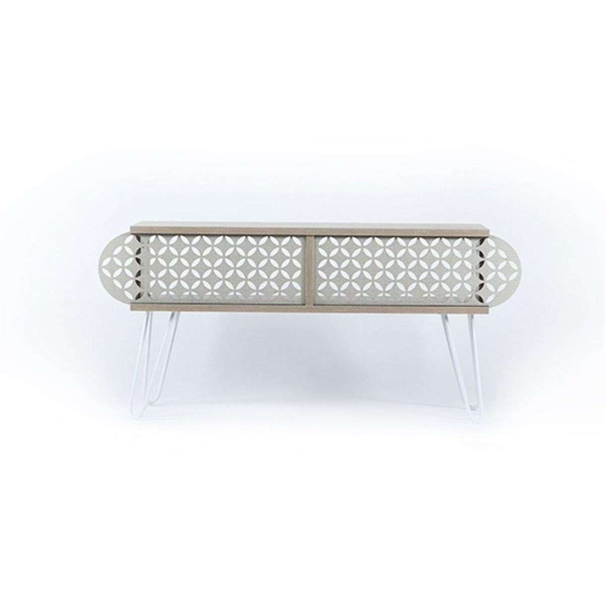 Illia TV Unit Stand No1 Oak White - Oak & White – image 3