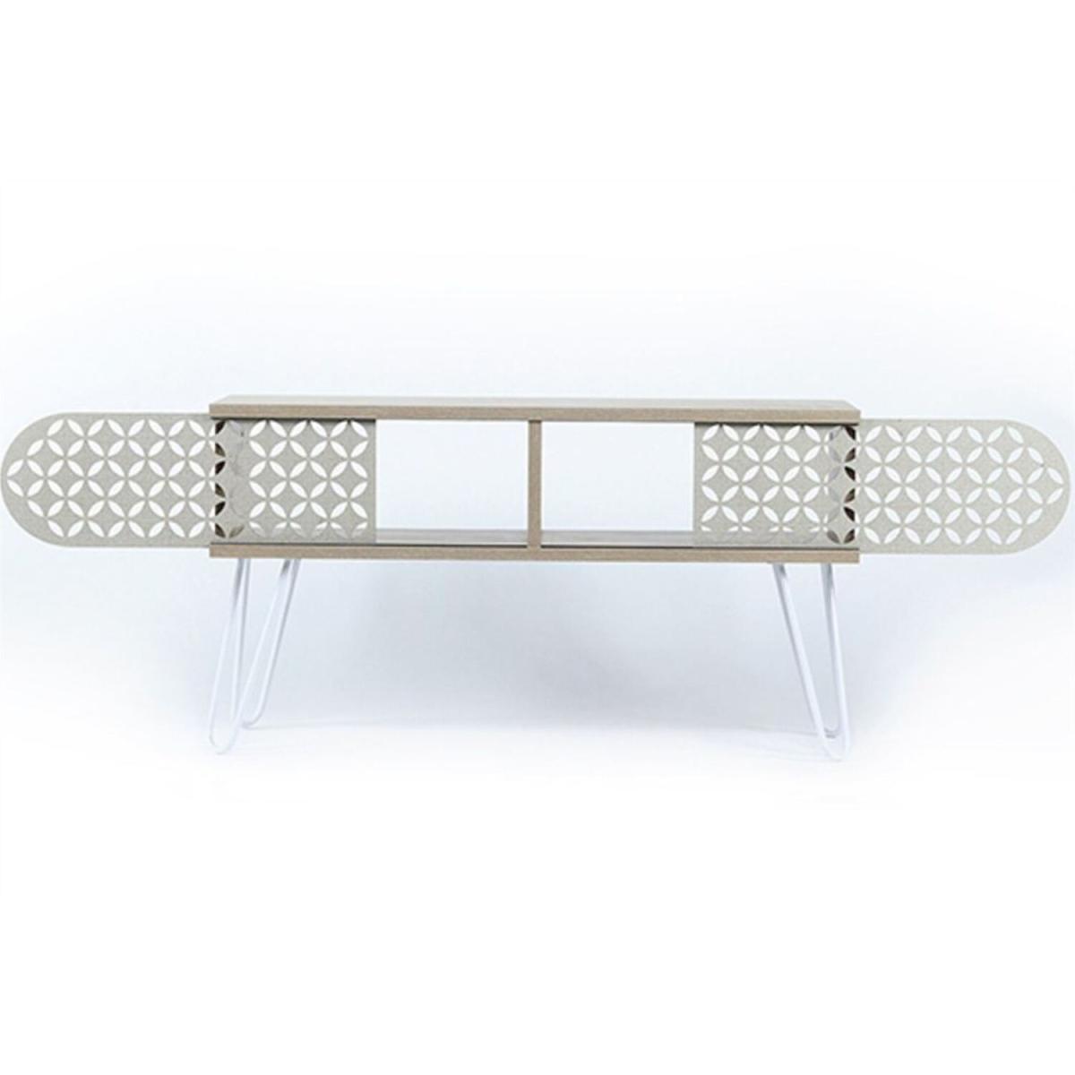 Illia TV Unit Stand No1 Oak White - Oak & White – image 4