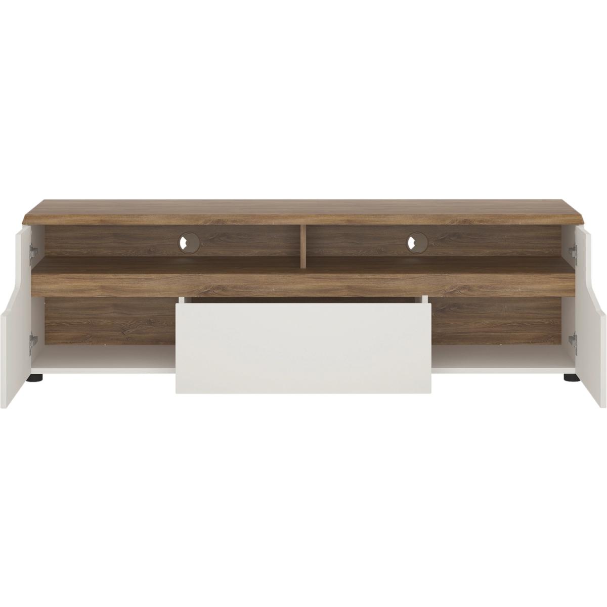 Jonas & James Louisiana Two Door One Drawer Wide TV Unit - Alpine White and Oak – image 2