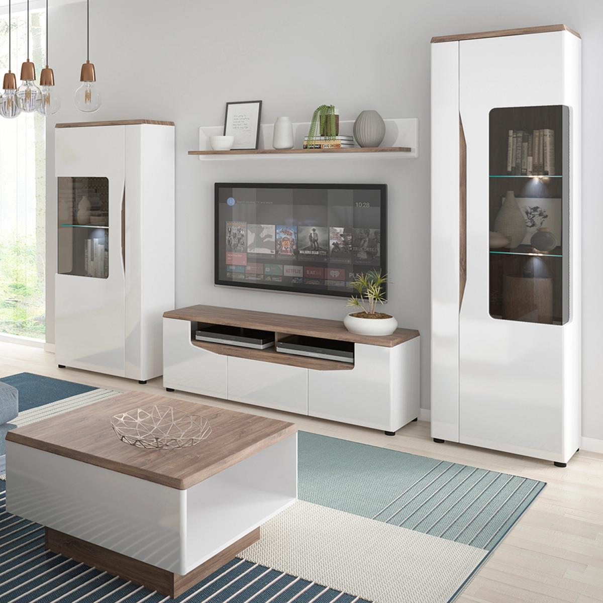 Jonas & James Louisiana Two Door One Drawer Wide TV Unit - Alpine White and Oak – image 5