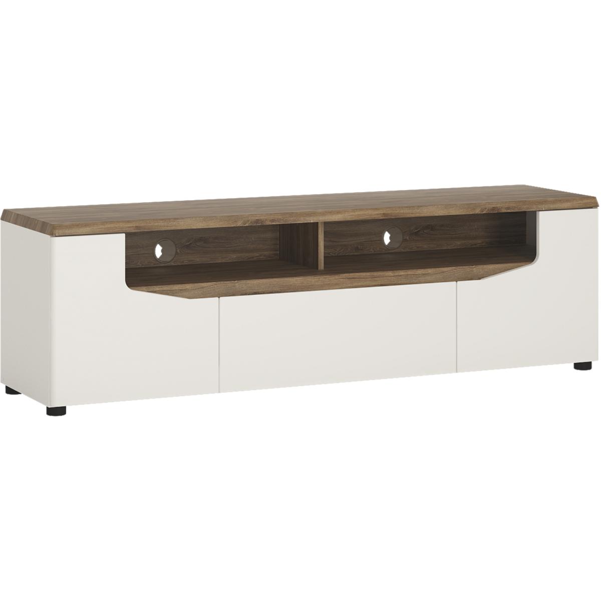 Jonas & James Louisiana Two Door One Drawer Wide TV Unit - Alpine White and Oak – image 8