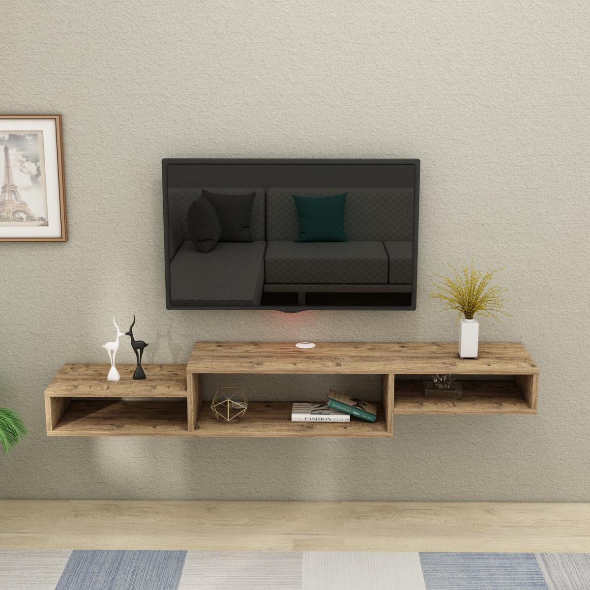 Loretta Floating TV Stand with Shelves - Atlantic Pine – image 2