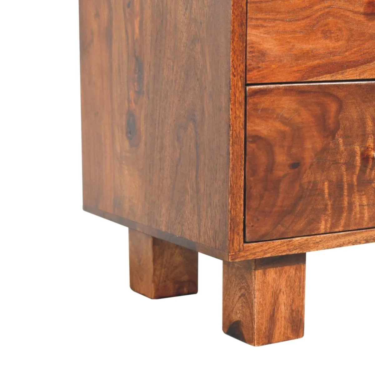 Bologna Sheesham Wood TV Media Unit 4 Drawers Brass Knobs - Brown – image 7