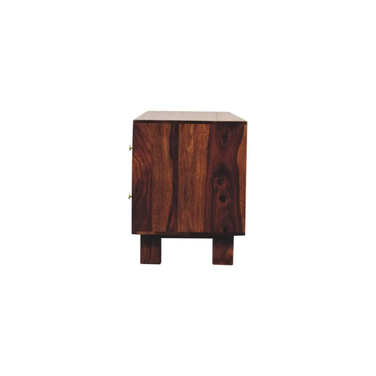 Bologna Sheesham Wood TV Media Unit 4 Drawers Brass Knobs - Brown – image 8