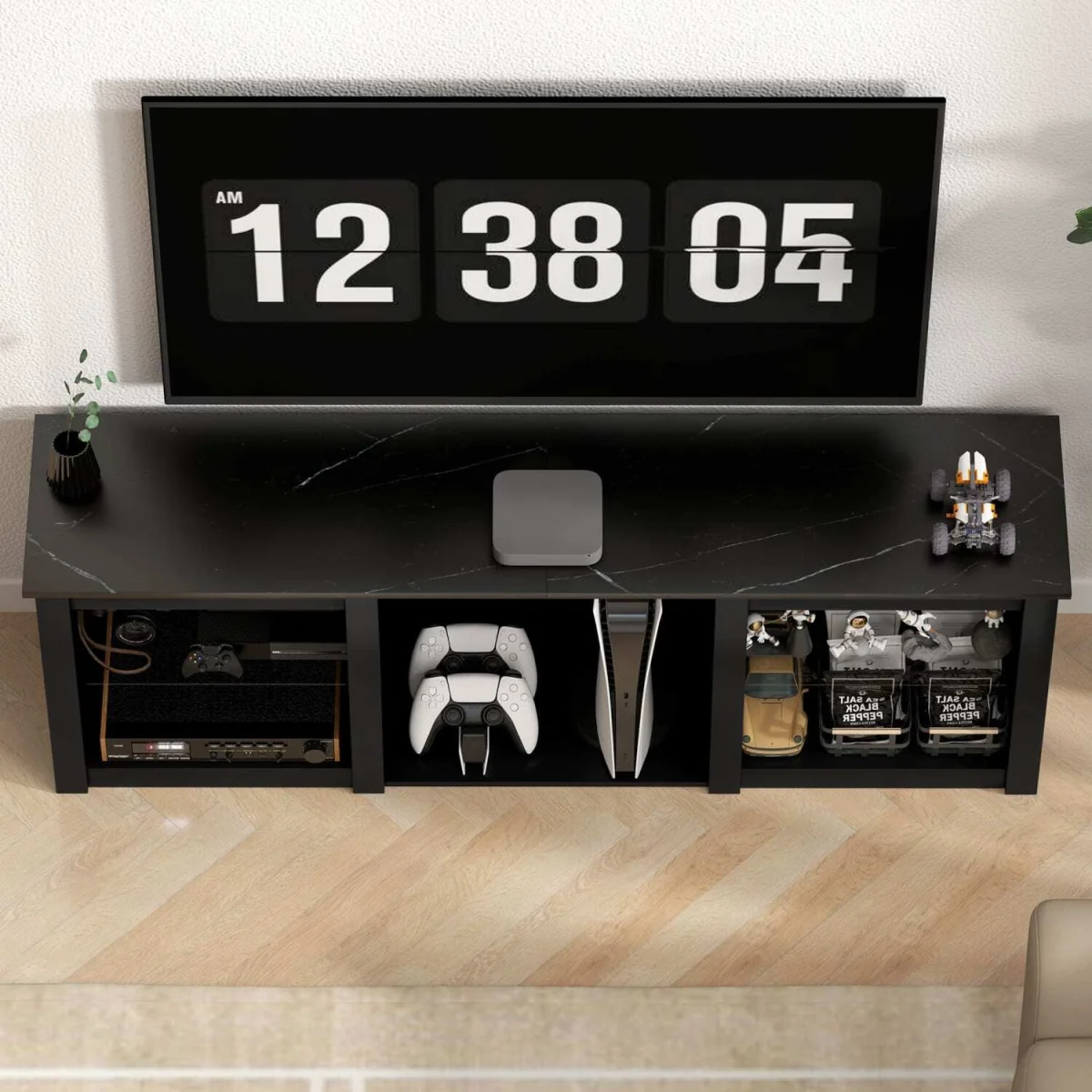 Filu Nara 160cm Black TV Stand with LED Lighting and Storage for 65 Inch Screens – image 9