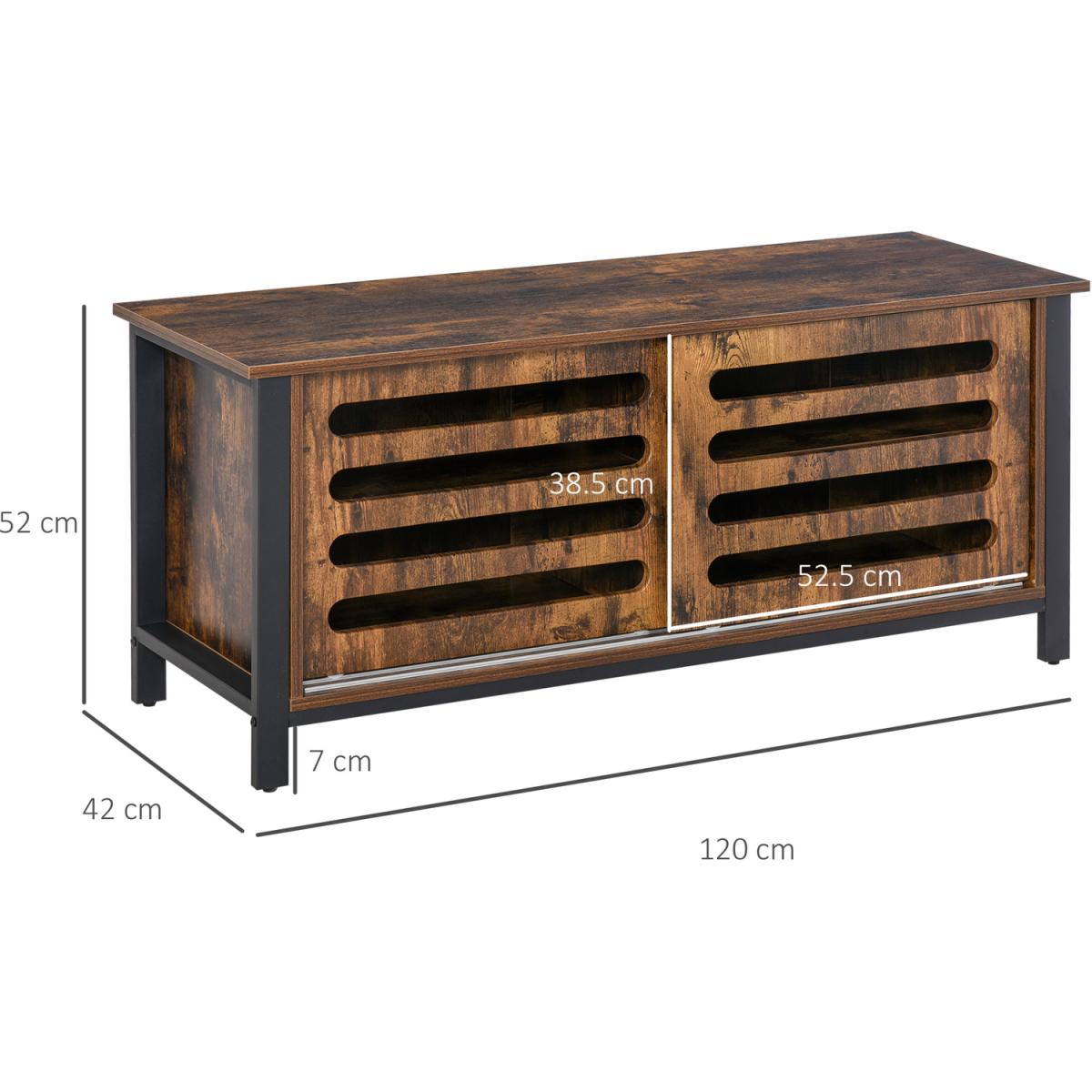 Industrial TV Stand Media Console Table - Rustic Brown – image 2