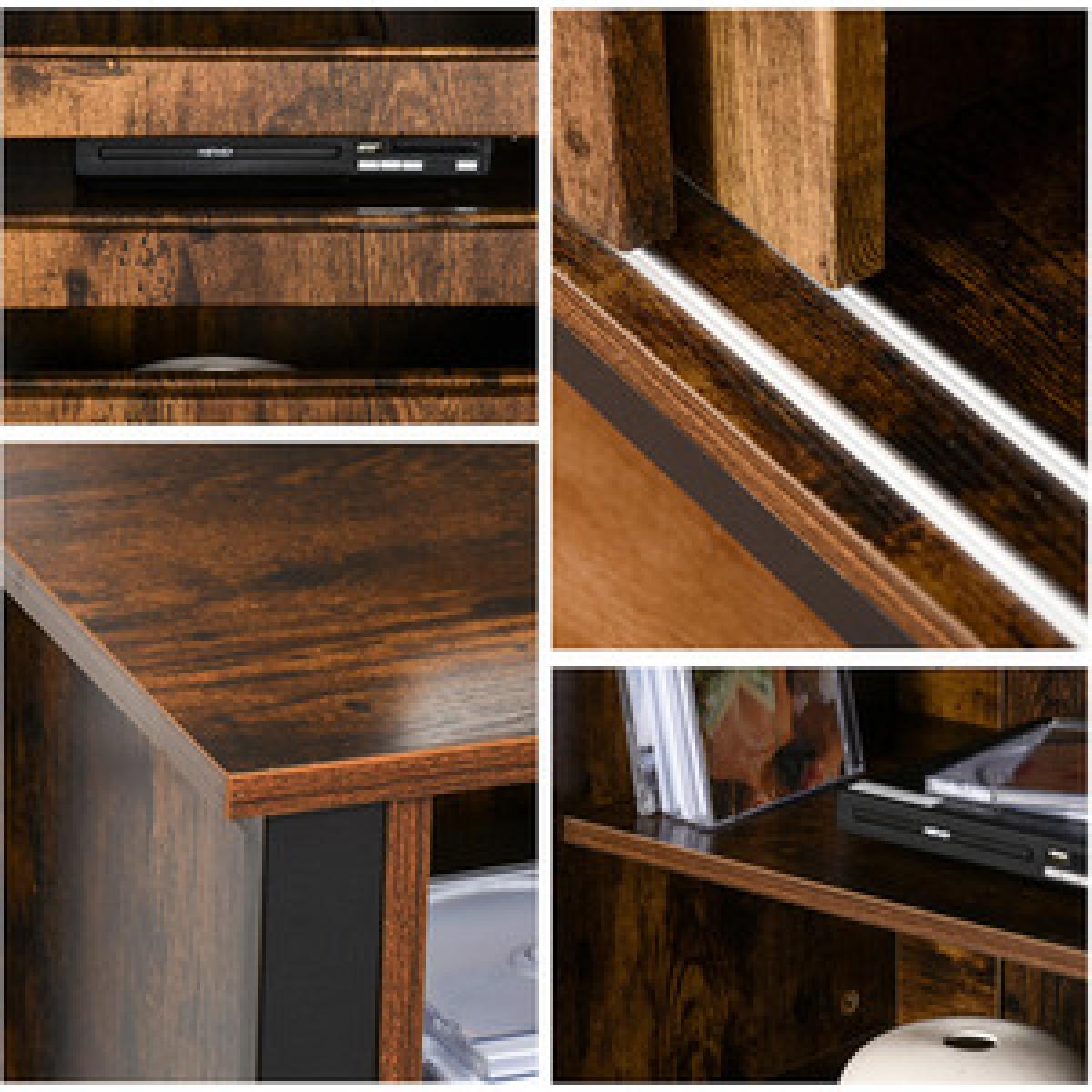 Industrial TV Stand Media Console Table - Rustic Brown – image 11