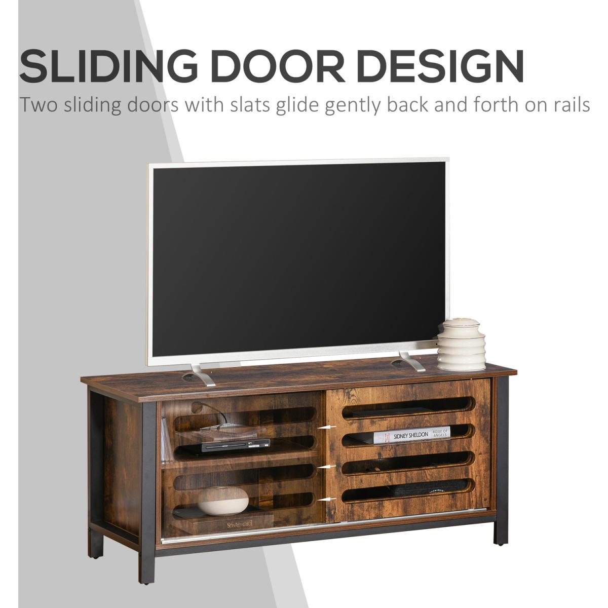 Industrial TV Stand Media Console Table - Rustic Brown – image 3