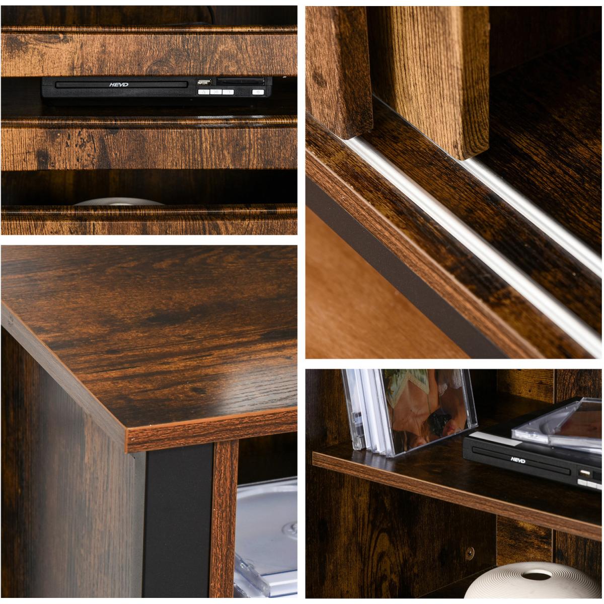Industrial TV Stand Media Console Table - Rustic Brown – image 5