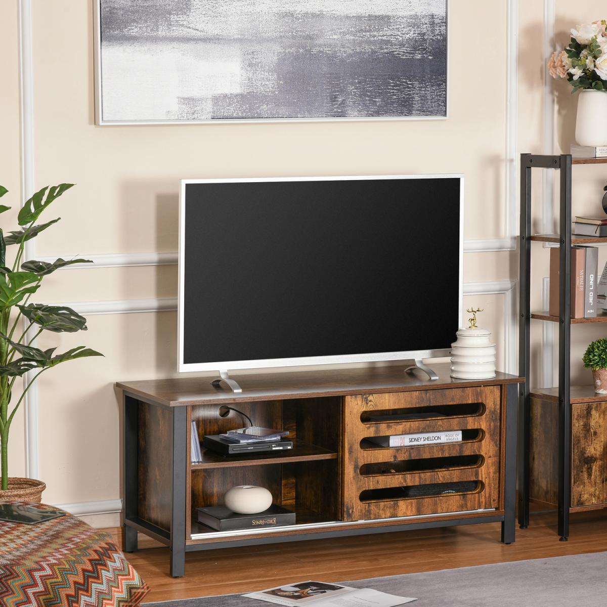 Industrial TV Stand Media Console Table - Rustic Brown – image 8