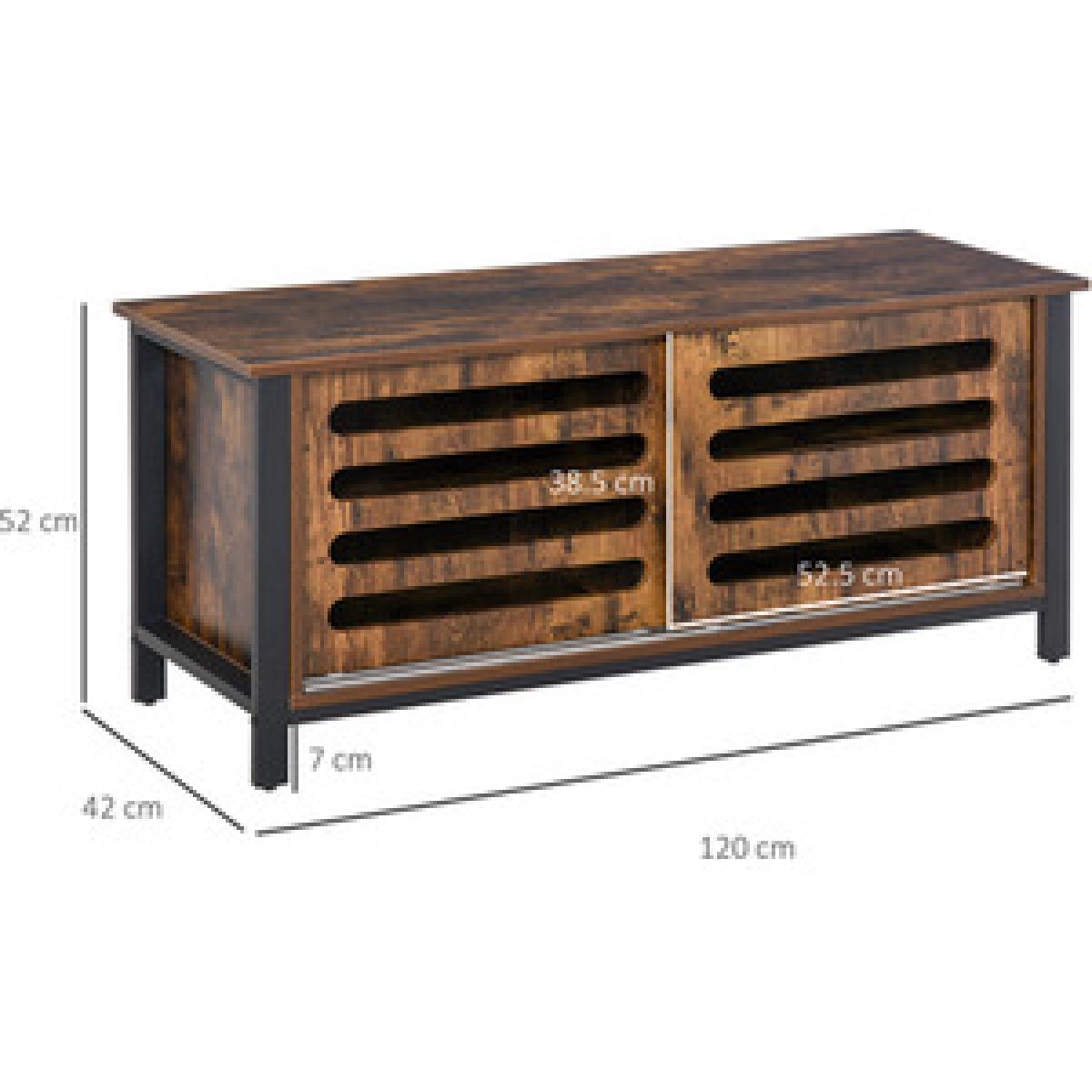 Industrial TV Stand Media Console Table - Rustic Brown – image 9