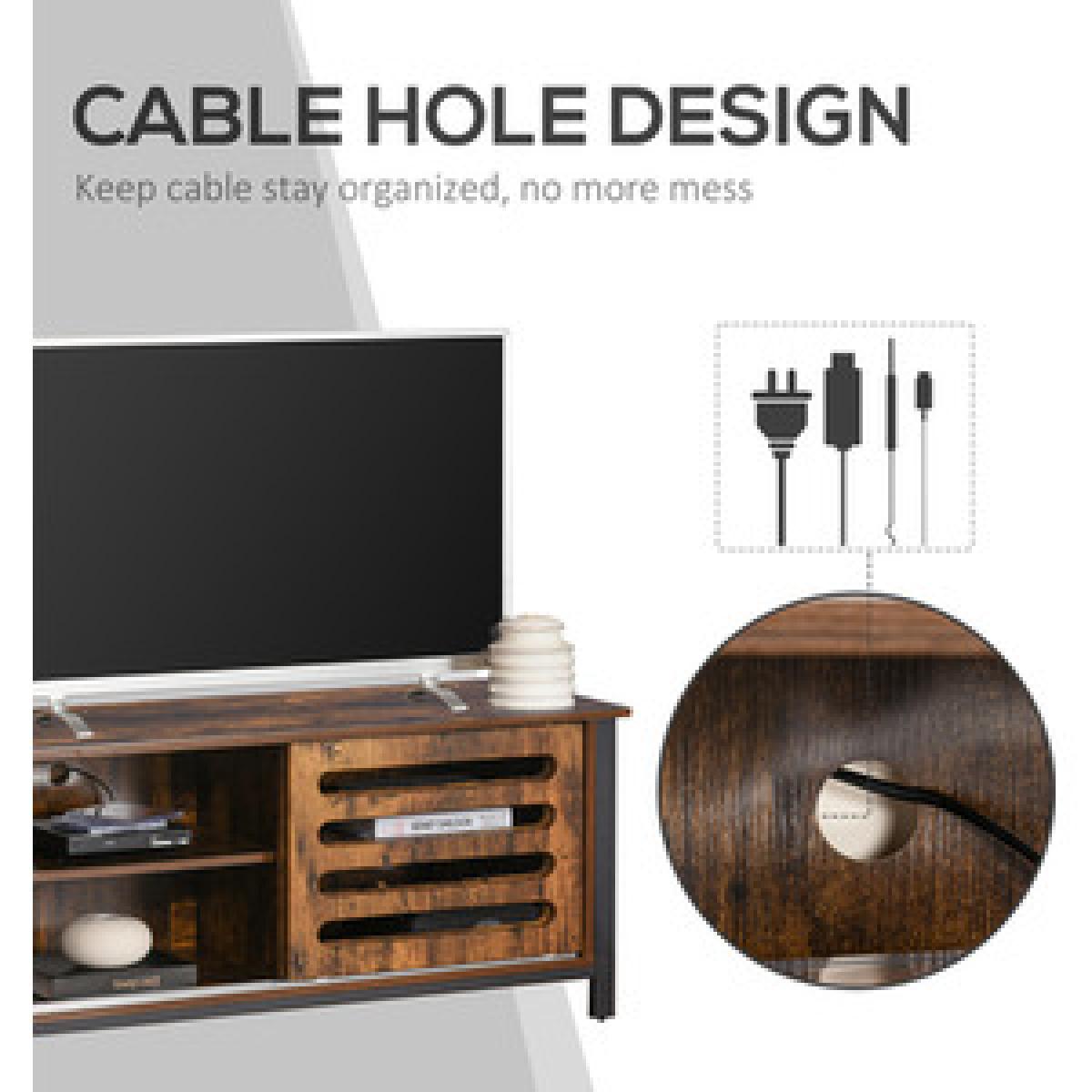 Industrial TV Stand Media Console Table - Rustic Brown – image 10