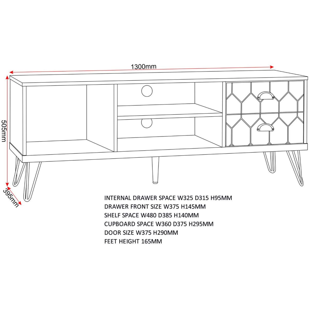 Ottawa One Door Two Drawer TV Unit - Oak Effect – image 7