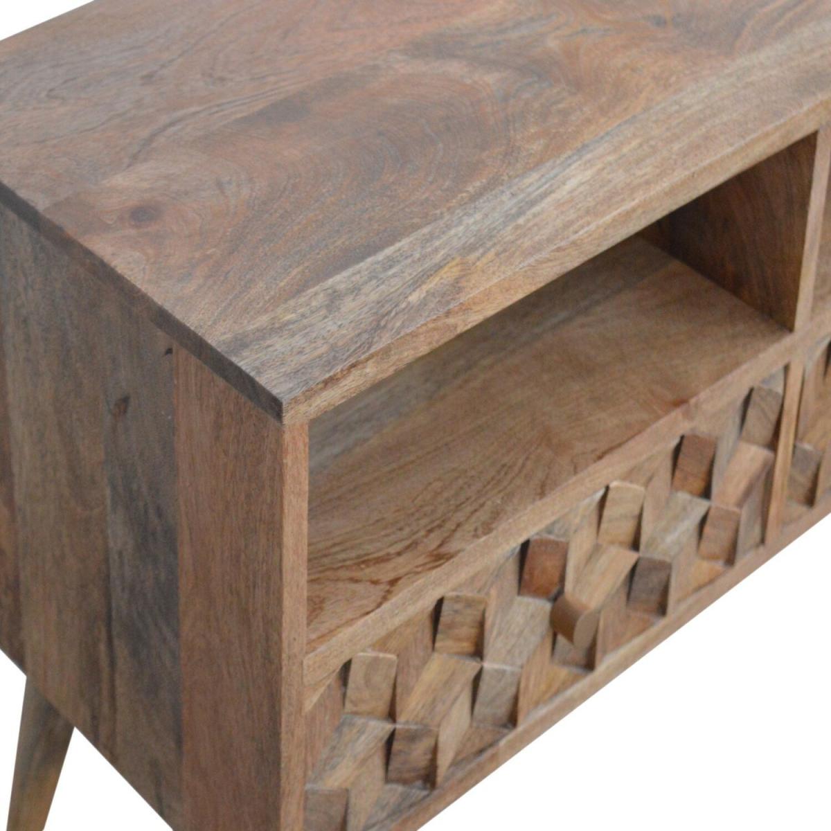 Cube Carved 2 Drawer, 2 Slot TV Unit - Orange – image 4